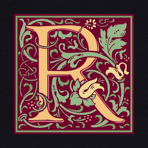 William Morris Vintage Letter R by MatchbookGraphics